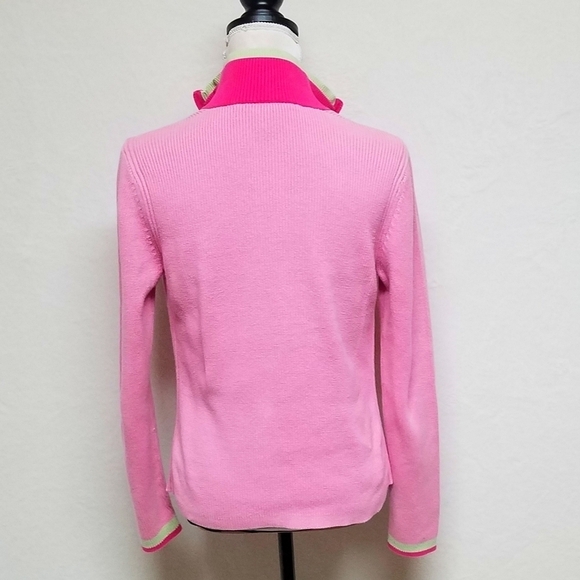 Vintage Retro Y2K Tommy Hilfiger Pastel Neon Pink Green Ribbed Pull-over Sweater - Picture 12 of 16